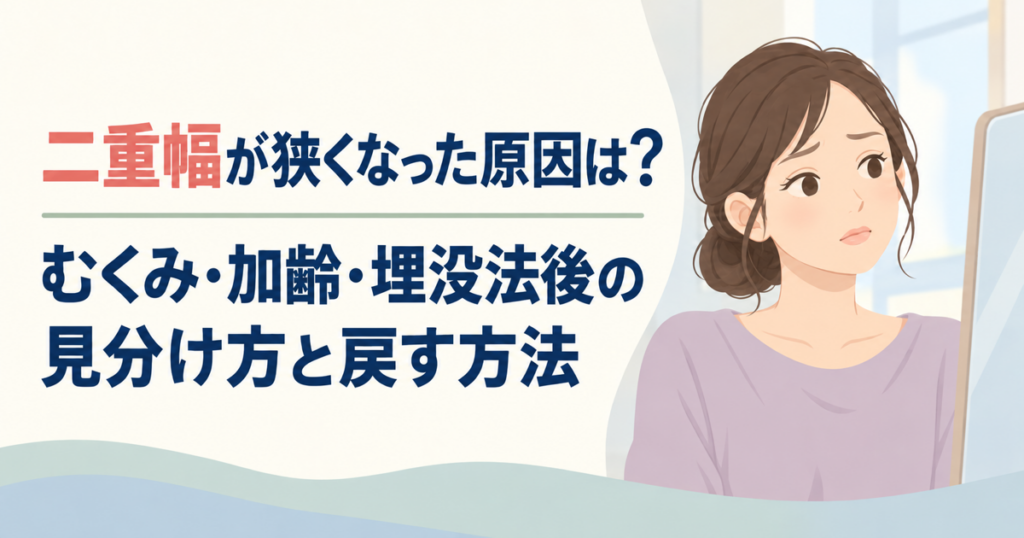 二重幅が狭くなった原因は？むくみ・加齢・埋没法後の見分け方と戻す方法