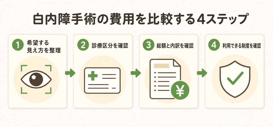 白内障手術の費用を比較する4ステップ