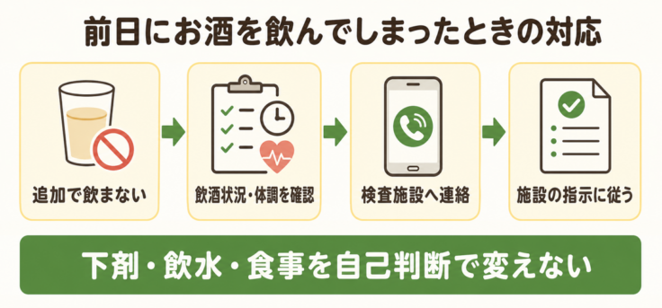 大腸内視鏡検査の前日に飲酒した場合の4つの対応手順