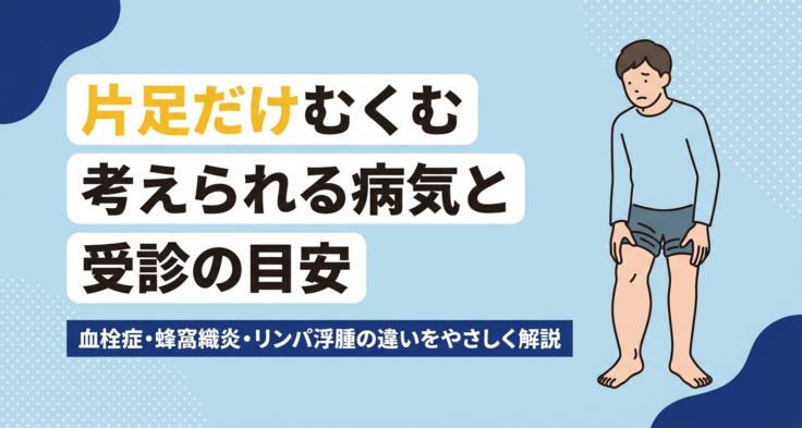 片足だけむくむときに考えられる病気と受診の目安｜血栓症・蜂窩織炎・リンパ浮腫の違いをやさしく解説