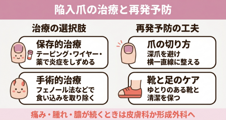 陥入爪の進行と治療のイメージ