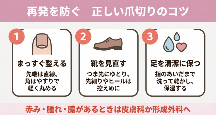 爪の正しい切り方スクエアオフのイメージ
