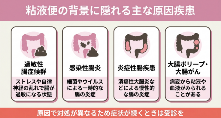 粘液便で考えられる主な原因